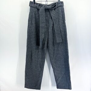 Aritzia Wilfred Gray Plaid Wool Cashmere Tie Front High Waisted Pants Size 6